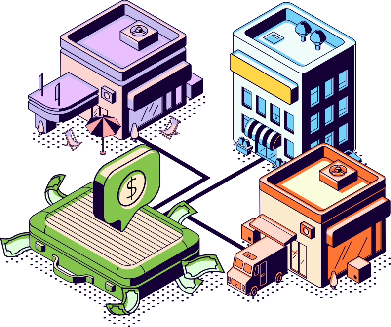 Amazon global logistics, multiple buildings showing the various stops a product could make before landing with the customer.